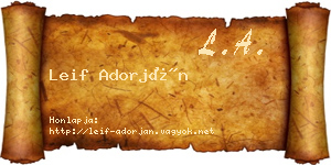 Leif Adorján névjegykártya
